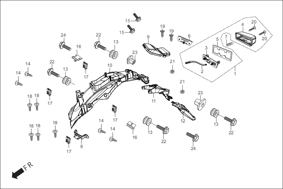 F-20 REAR FENDER assembly diagram for Hero Xtreme 200S (May, 2019)