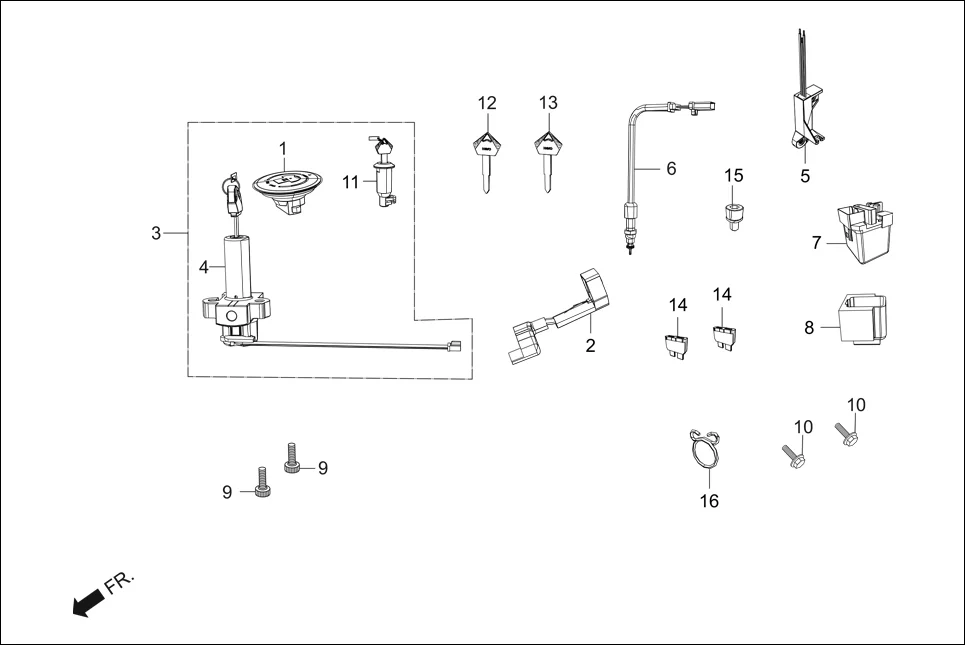 F-23 SWITCH ASSY ./ RELAY / LOCK ASSY. / KEY BLANK assembly diagram for Hero Xtreme 200S (May, 2019)
