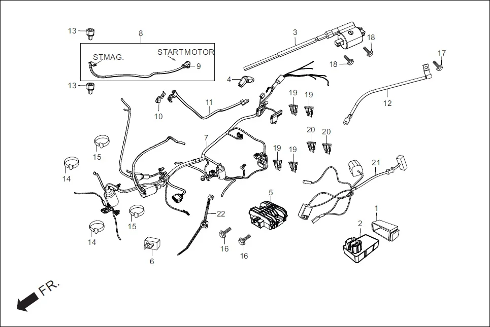 F-24 ELECTRICALS (WIRE HARNESS/START CABLES) assembly diagram for Hero Xtreme 200S (May, 2019)