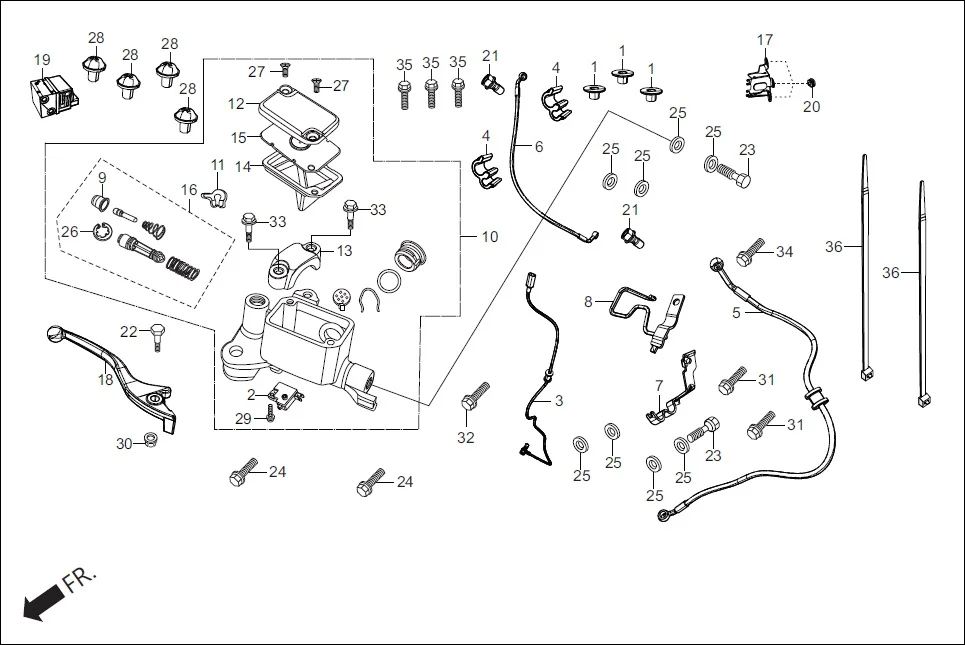 F-4A FRONT BRAKE (MASTER CYLINDER) assembly diagram for Hero Xtreme 200S (May, 2019)