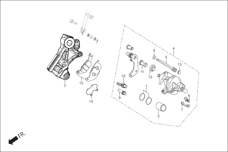 F-8A REAR BRAKE (CALIPER ASSY. REAR) assembly diagram for Hero Xtreme 200S (May, 2019)