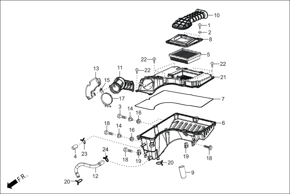 F-13 AIR CLEANER assembly diagram for Hero XTREME 200S FF BS-VI OBD II(Jul,2023)