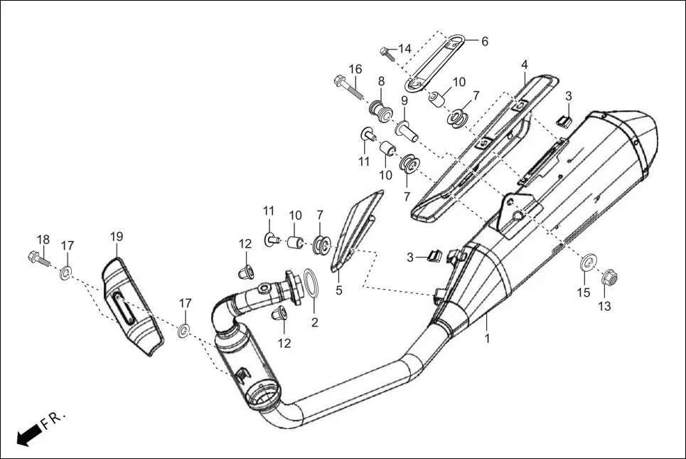 F-14 MUFFLER diagram showing 18345-MBT-610