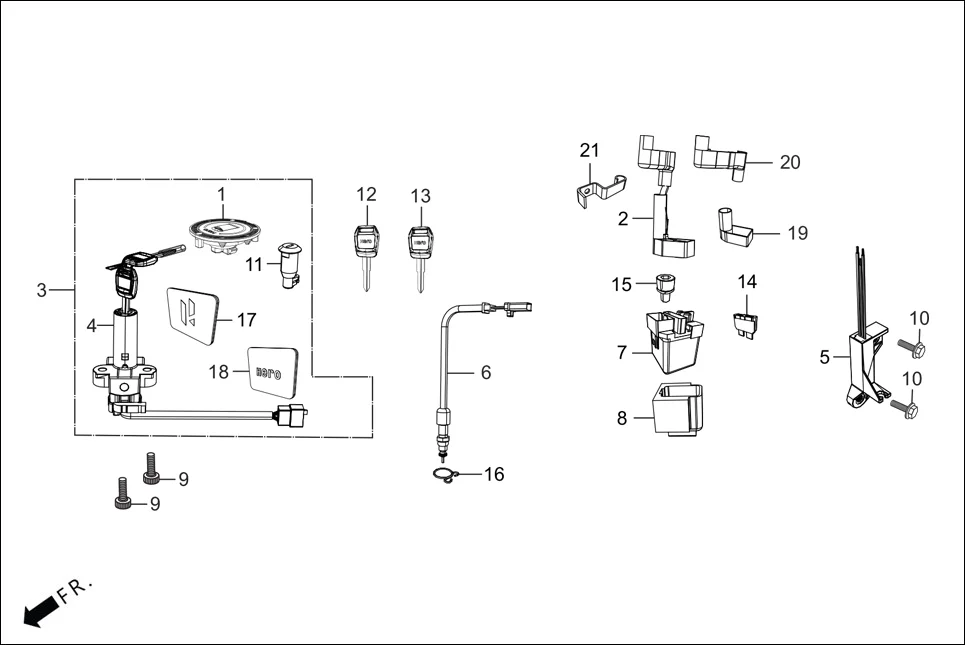 F-23 SWITCH ASSY./RELAY/LOCK ASSY./KEY BLANK diagram showing 90601-KAF-003