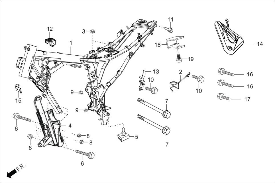 F-25 FRAME BODY diagram showing 95801-08055-00