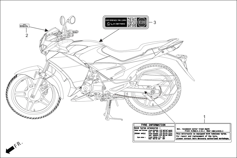F-30 CAUTION LABEL assembly diagram for Hero XTREME 200S FF BS-VI OBD II(Jul,2023)