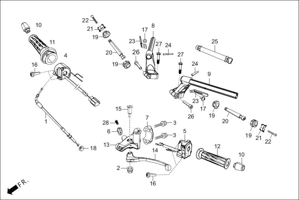 F-3B HANDLE &amp; HNDL COVER(HANDLE LEVER/SWITCH/CABLES) diagram showing 90751-KRY-970