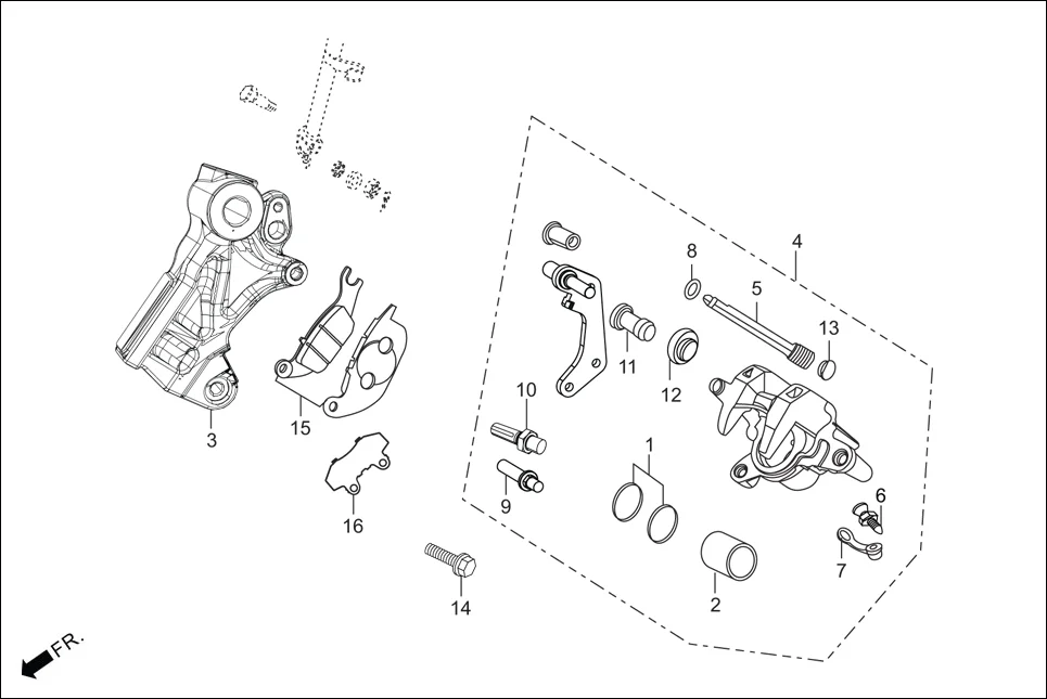 F-8A REAR BRAKE (CALIPER ASSY. REAR) diagram showing 45203-MCC-006