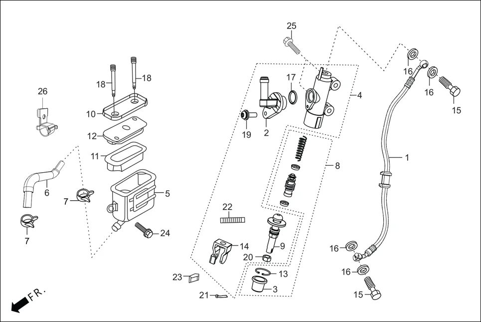 F-8 REAR BRAKE(MASTER CYL.) diagram showing 95701-06022-00