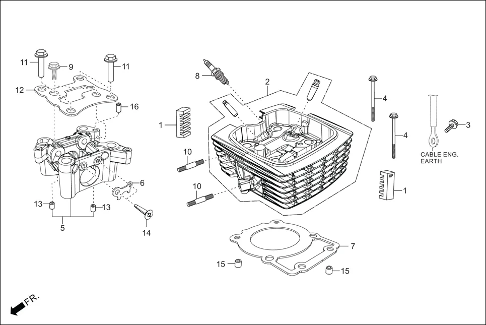E-1A CYLN. &amp; CYLN HEAD (CYLINDER HEAD)