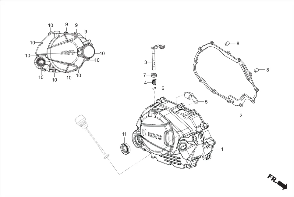 E-3 CRANK CASE &amp; COVER (RIGHT CRANK CASE COVER)