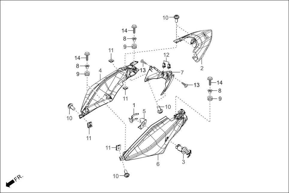 F-10A BODY COVER (R./L. COWLS) assembly diagram for Hero Xtreme 200S BSVI (OCT, 2020)