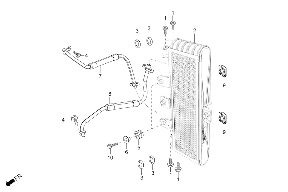 F-1C OIL COOLER ASSY. diagram showing 95701-06025-00