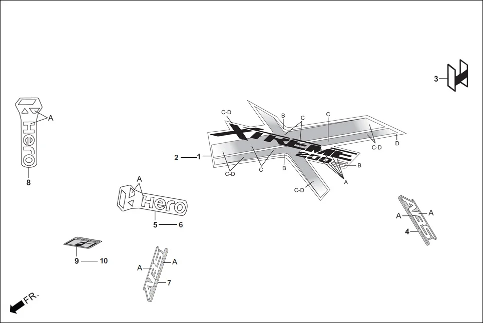 F-27 STRIPE/ MARKS diagram showing 86830-AAF-400