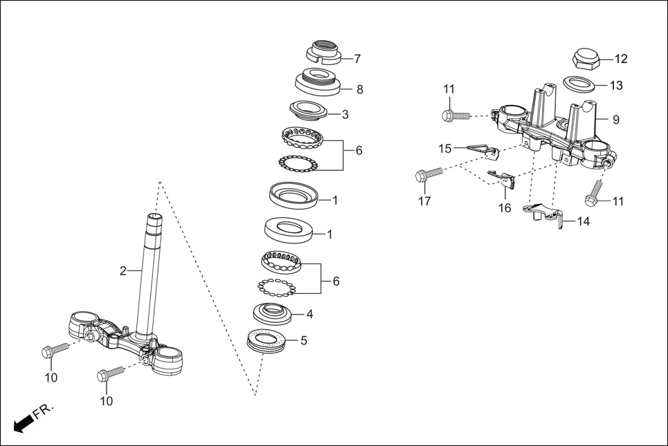 F-6 FRONT CUSHION (STEERING STEM) diagram showing 95701-06012-00