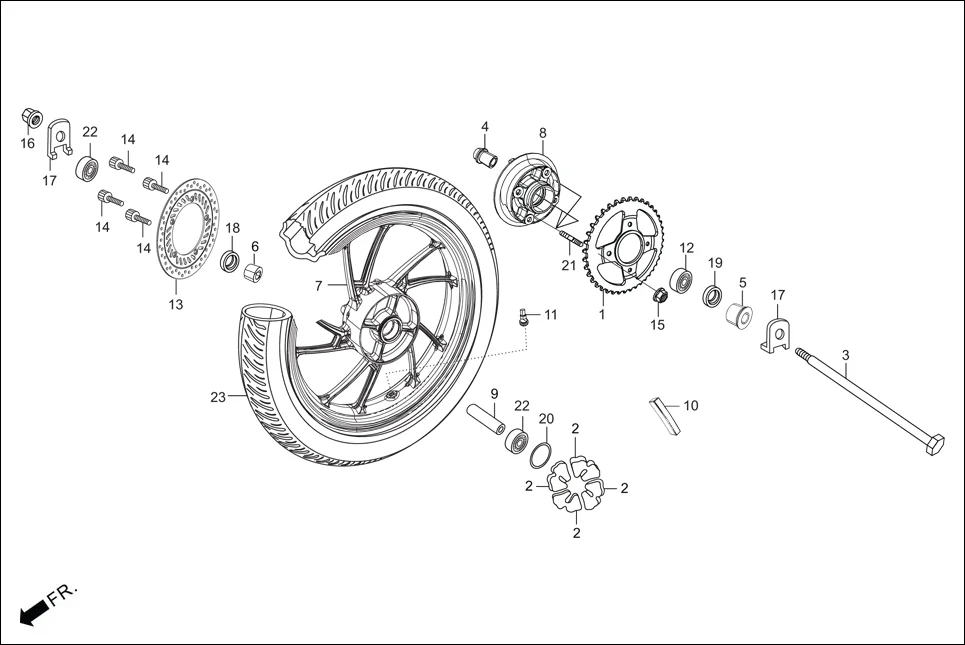 F-9 RR WHEEL /FLANGE ASSY.DRIVEN diagram showing 90304-KCS-920