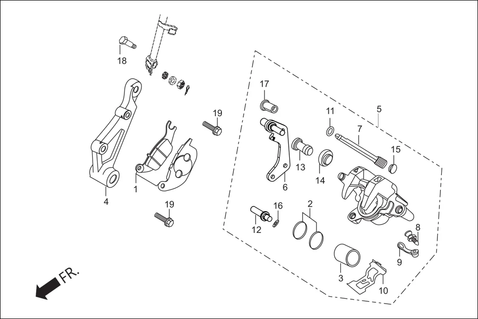 F-10B CALIPER ASSY. REAR diagram showing 45131-GZ0-006L