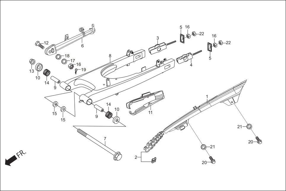 F-19-DISC SWINGARM / CHAIN CASE diagram showing 94111-10000