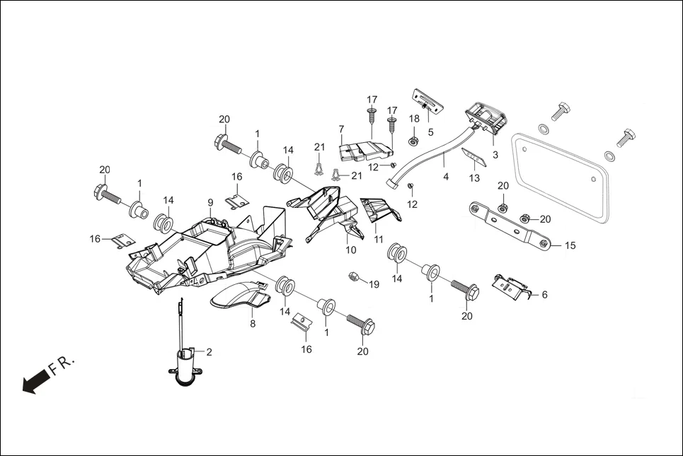 F-21 REAR FENDER diagram showing 93903-35280