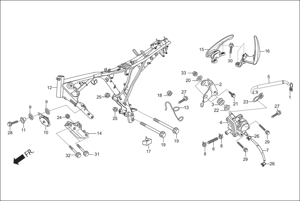 F-25 FRAME BODY / ASV / GRIP REAR diagram showing 38117-KFE-701