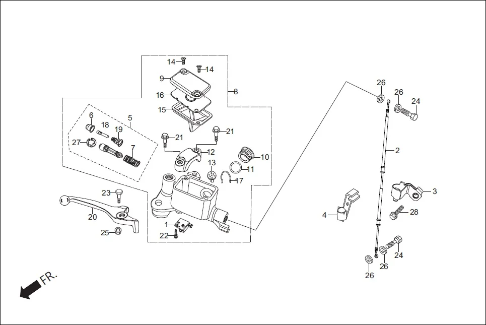 F-3A FRONT BRAKE MASTER CYL diagram showing 45516-KCC-841