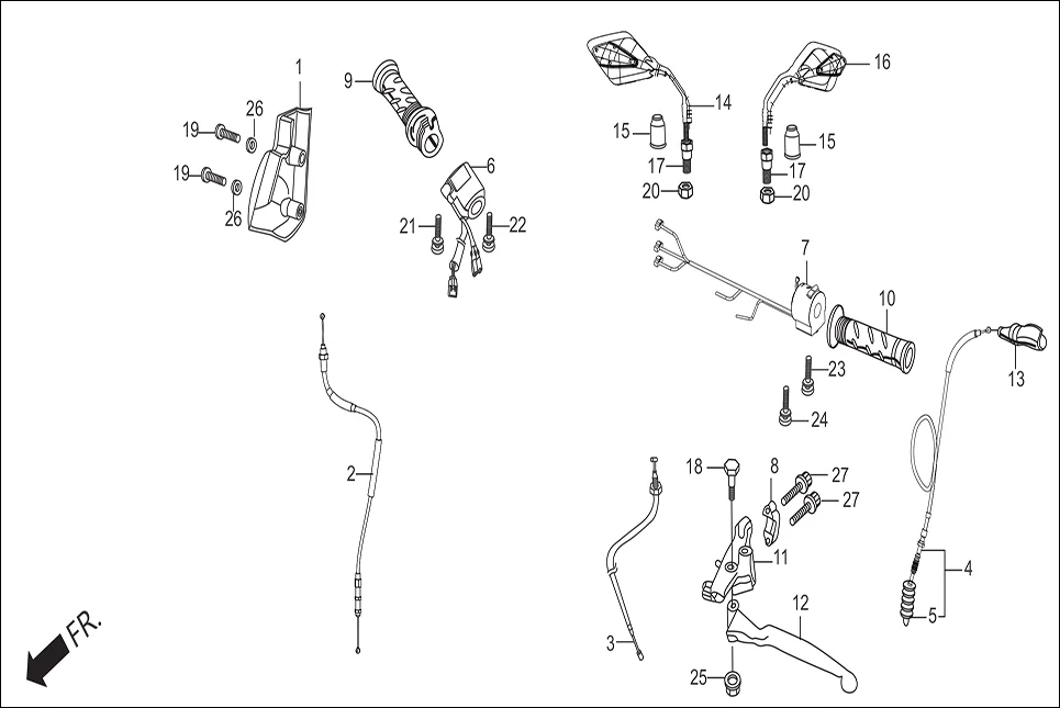 F-3 HANDLE LEVER / SWITCH / CABLE assembly diagram for Hero Xtreme (Apr, 2014)