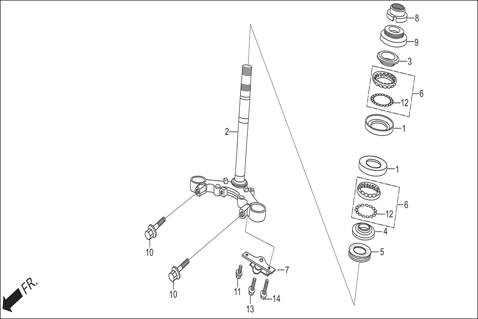 F-5 STEERING STEM assembly diagram for Hero Xtreme (Apr, 2014)