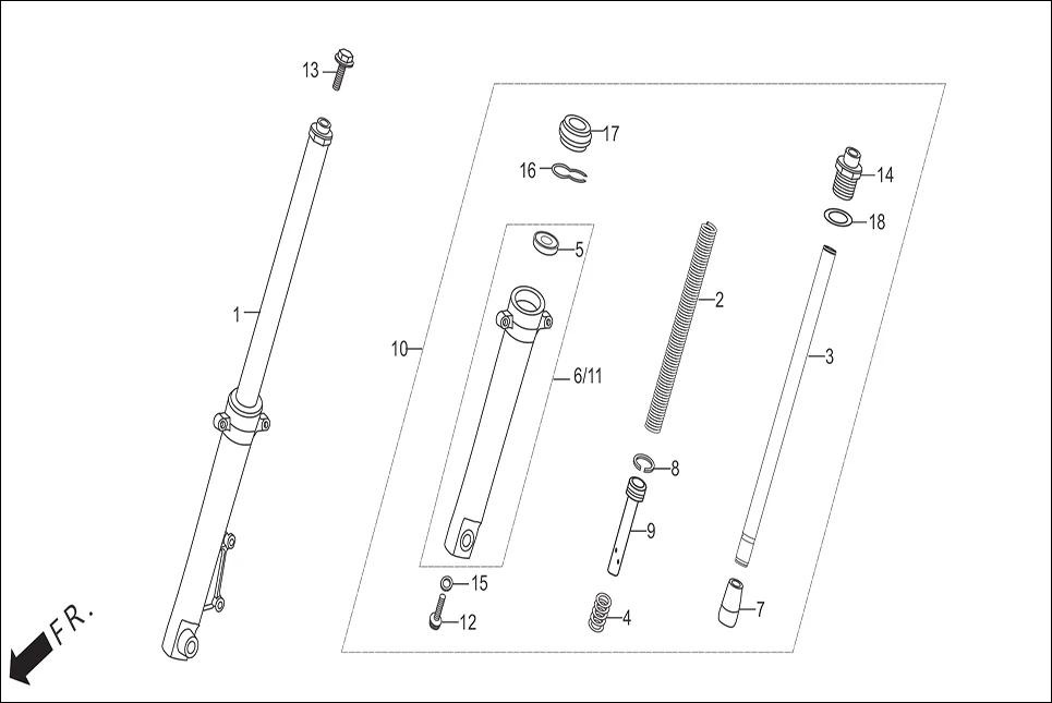 F-7 FRONT FORK diagram showing 90544-KFN-851