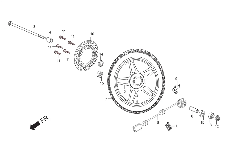 F-9-DISC FRONT WHEEL assembly diagram for Hero Xtreme (Apr, 2014)