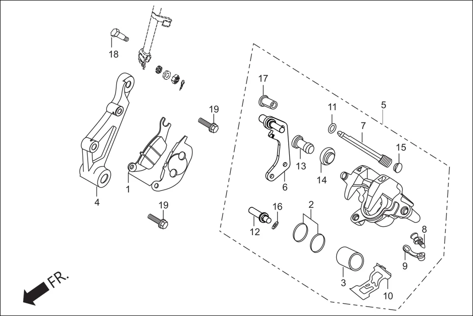 F-10B CALIPER ASSY. REAR assembly diagram for Hero Xtreme Sports (Feb, 2015)