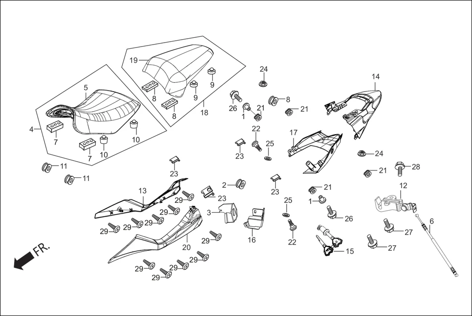 F-12 SEAT ASSY. / COWLS diagram showing 77246-AAB-100