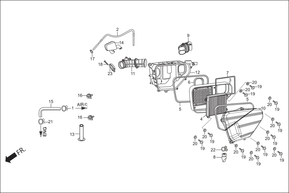 F-15 AIR CLEANER assembly diagram for Hero Xtreme Sports (Feb, 2015)