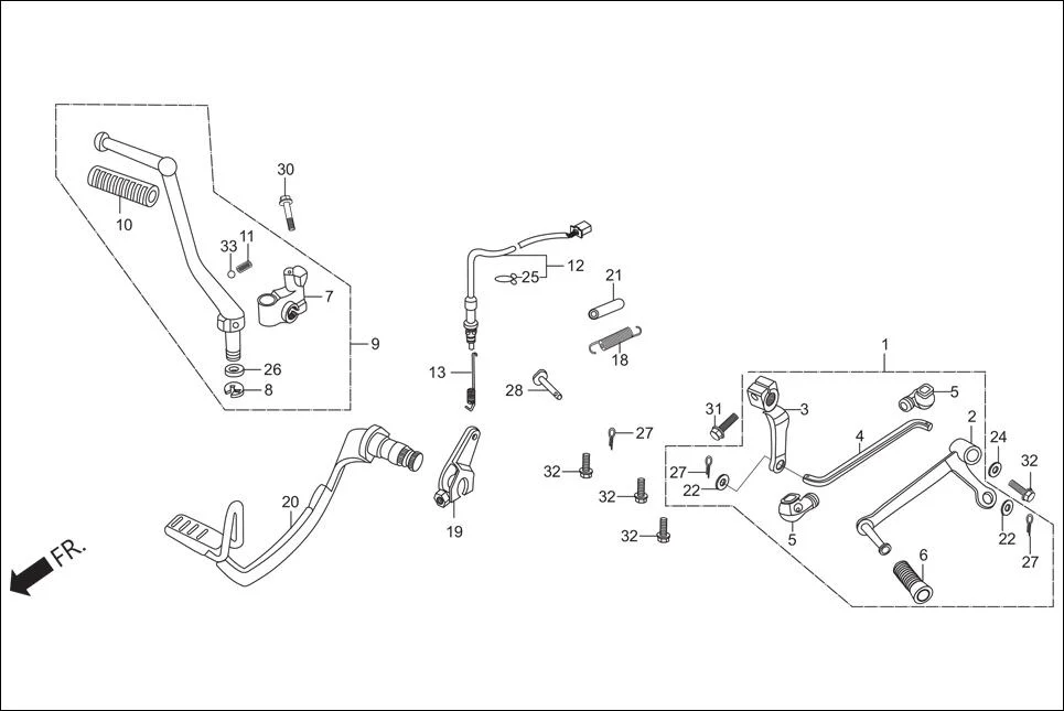 F-18-DISC GEAR CHANGE PEDAL / KICK STARTER / PEDAL BRAKE diagram showing 46515-KVE-900
