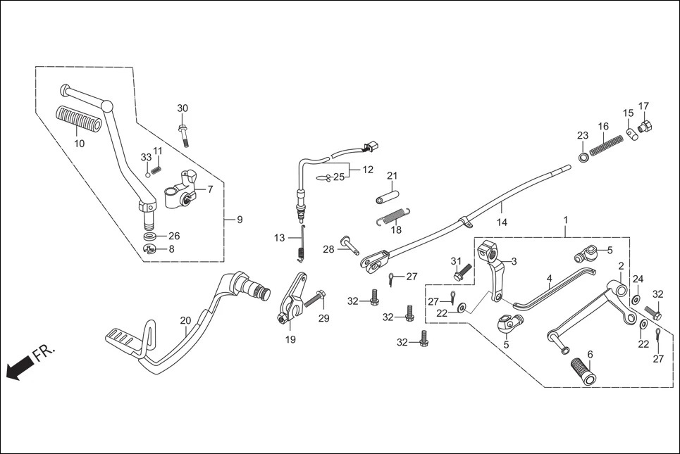 F-18-DRUM GEAR CHANGE PEDAL / KICK STARTER / PEDAL BRAKE diagram showing 95701-06020-00