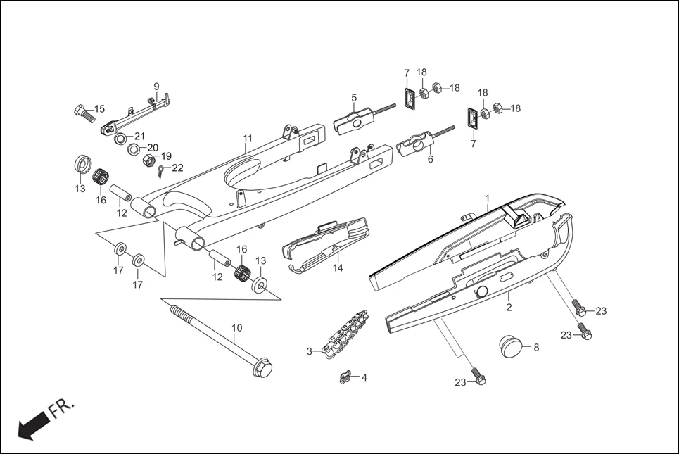 F-19-DISC SWINGARM / CHAIN CASE diagram showing 52144-GC4-005