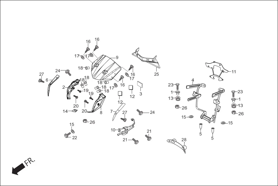 F-1A FRONT COWL / STAY diagram showing 61312-KCT-690