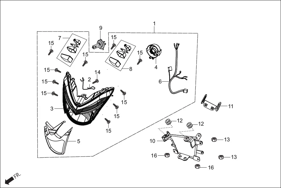 F-1 HEAD LIGHT diagram showing 61313-AAB-100