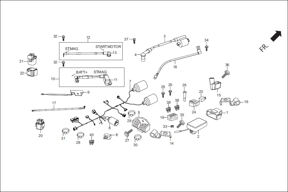 F-24 WIRE HARNESS / START CABLES diagram showing 90127-KRY-970