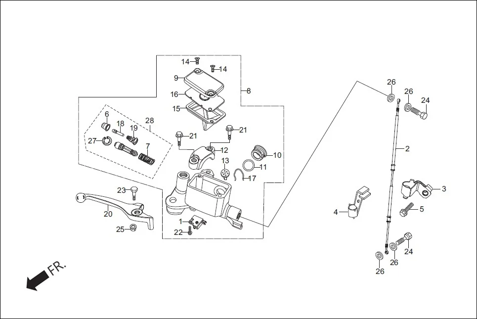 F-3A FR. BRAKE MASTER CYL. diagram showing 45521-KCC-841