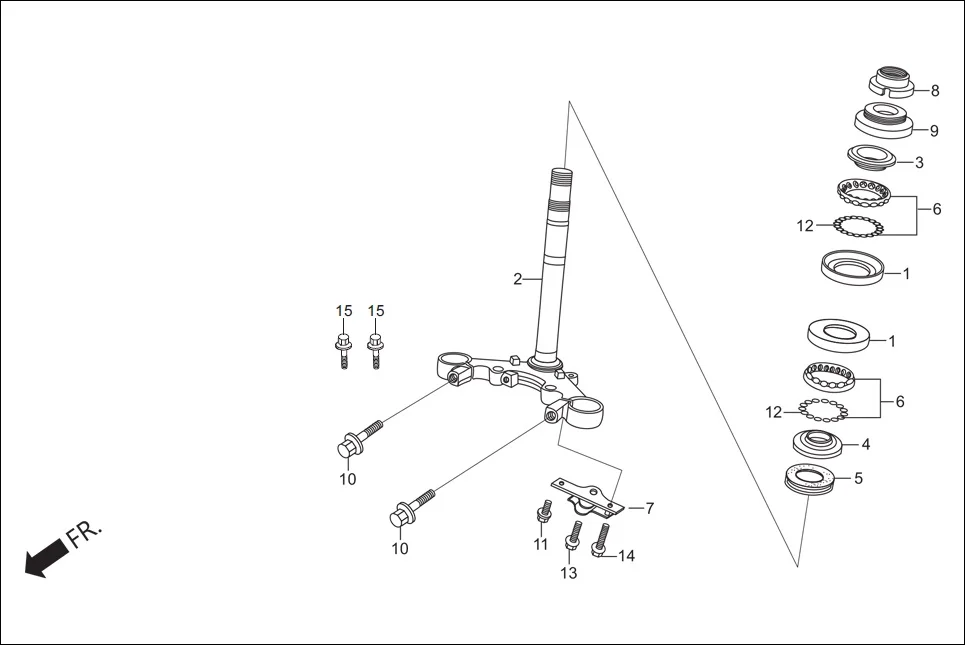 F-5 STEERING STEM diagram showing 95701-08035-07