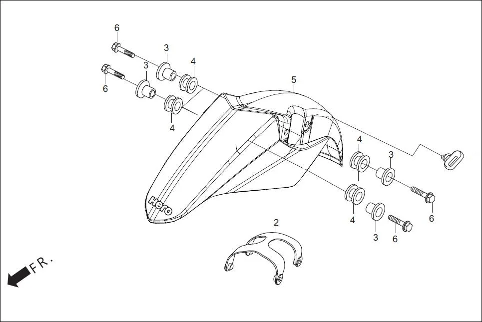 F-6 FRONT FENDER diagram showing 61105-AAB-100R