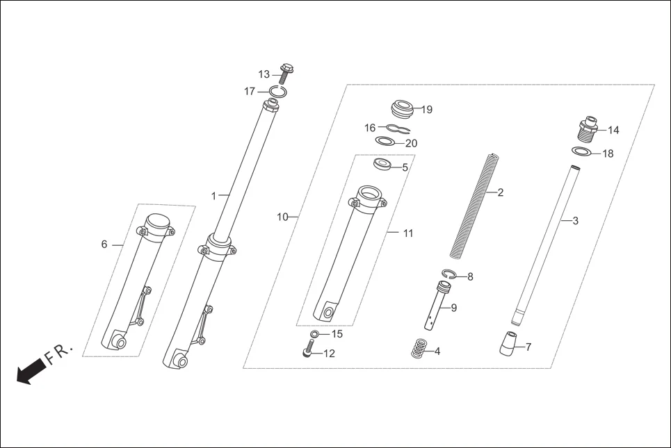 F-7 FRONT FORK diagram showing 51412-KFN-851