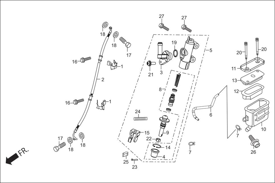 F-10A REAR BRAKE MASTER CYL. diagram showing 94002-08000-0S