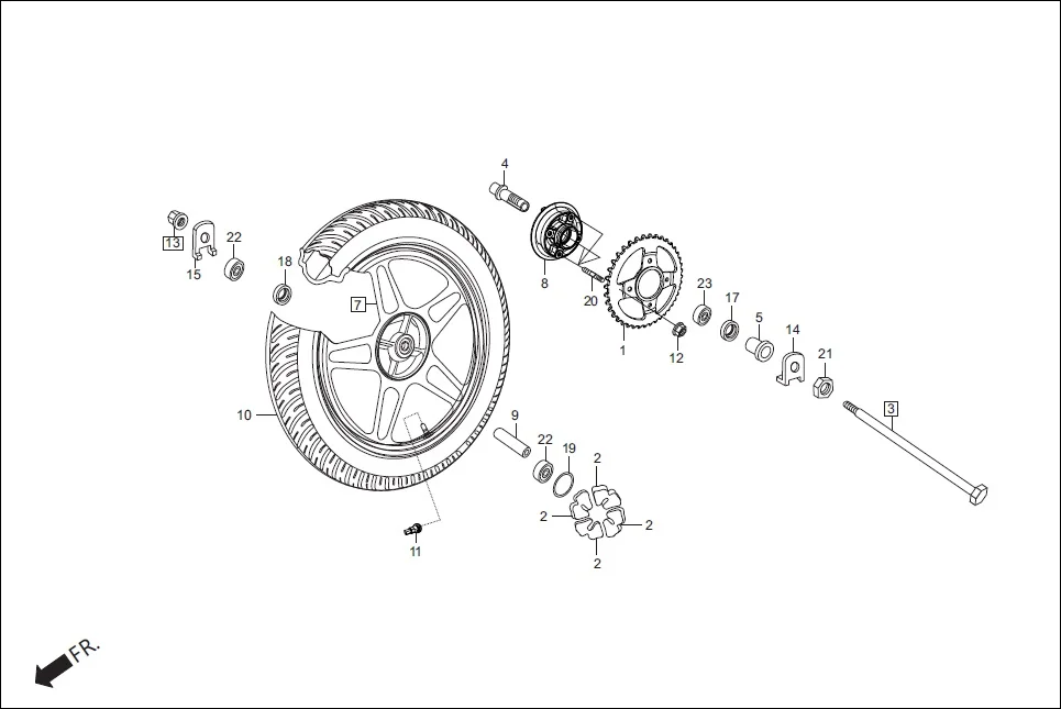 F-11-DRUM REAR WHEEL diagram showing 90304-KCS-920