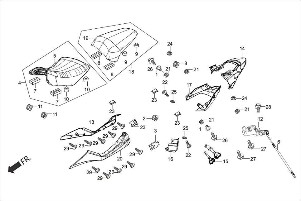 F-12 SEAT ASSY. /COWLS diagram showing 77237-AAB-100R