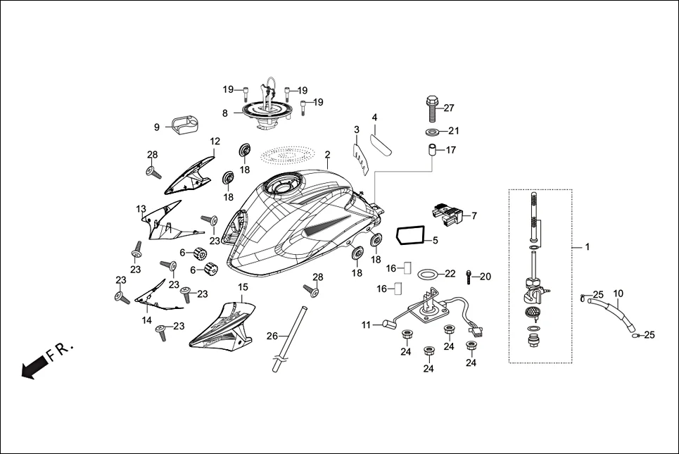 F-13 FUEL TANK diagram showing 94050-06000