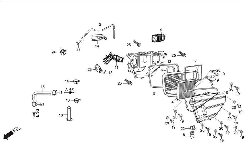 F-15 AIR CLEANER assembly diagram for Hero Xtreme Sports (Jan, 2017)