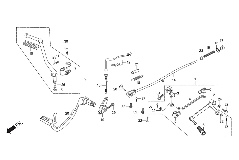 F-18-DRUM GEAR CHANGE PEDAL/KICK STARTER /PEDAL BRAKE diagram showing 95701-06020-00