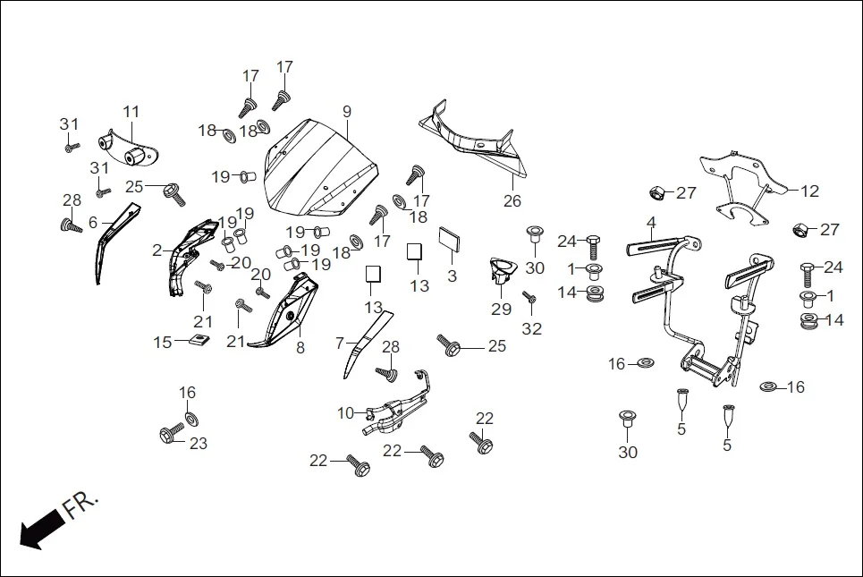 F-1A FRONT COWL/STAY diagram showing 93901-22010