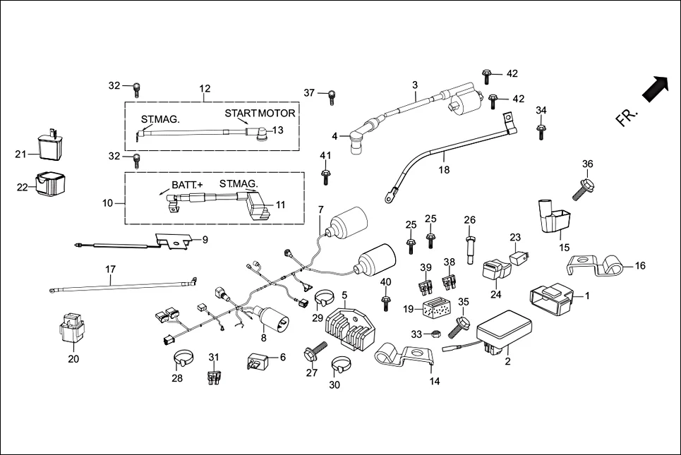 F-24 WIRE HARNESS/START CABLES diagram showing 95701-06014-00